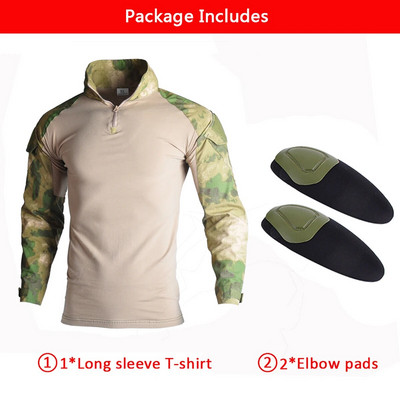 HAN WILD Army Combat Tricou Bărbați cu mânecă lungă Tricou tactic Safari Camo Camoșă militară din bumbac Haine de vânătoare Tricouri Airsoft