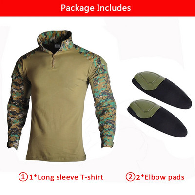 HAN WILD Army Combat Tricou Bărbați cu mânecă lungă Tricou tactic Safari Camo Camoșă militară din bumbac Haine de vânătoare Tricouri Airsoft