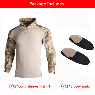 HAN WILD Army Combat Tricou Bărbați cu mânecă lungă Tricou tactic Safari Camo Camoșă militară din bumbac Haine de vânătoare Tricouri Airsoft