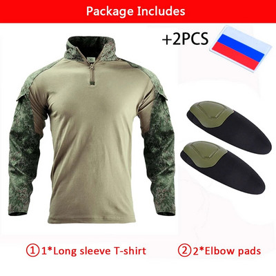 HAN WILD Army Combat Tricou Bărbați cu mânecă lungă Tricou tactic Safari Camo Camoșă militară din bumbac Haine de vânătoare Tricouri Airsoft