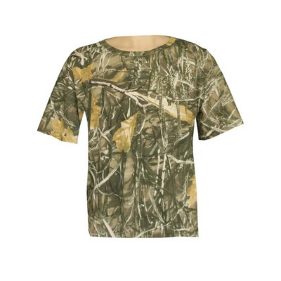 Cămașă de vară din bumbac, pin, frunze moarte, camuflaj, vânătoare, pescuit, cămașă cu mânecă scurtă pentru bărbați Cămașă confortabilă pentru sport în aer liber