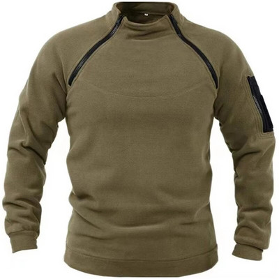 US SWAT Mens Tactical Outdoor Polar Fleece Jaka Medību Apģērbs Silts Rāvējslēdzējs Pulovers Vīrietim vēja necaurlaidīgs mētelis Termisks pārgājienu džemperis