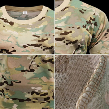 Ανδρικά μπλουζάκια για εξωτερικούς χώρους Sports Camouflage Multicam Quick Dry O λαιμόκοψη Μπλουζάκια με κοντομάνικο μπλουζάκι Plus μέγεθος M-3XL Αξεσουάρ T-Shirt