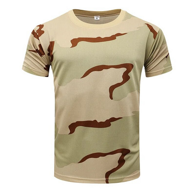 Āra sporta vīriešu T-krekli Kamuflāžas Multicam Quick Dry O Neck O Neck Tops Krekls ar īsām piedurknēm Liela izmēra M-3XL T-kreklu aksesuāri