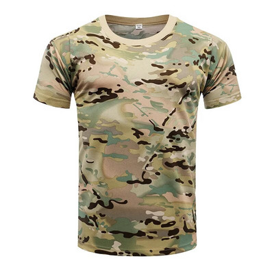 Āra sporta vīriešu T-krekli Kamuflāžas Multicam Quick Dry O Neck O Neck Tops Krekls ar īsām piedurknēm Liela izmēra M-3XL T-kreklu aksesuāri