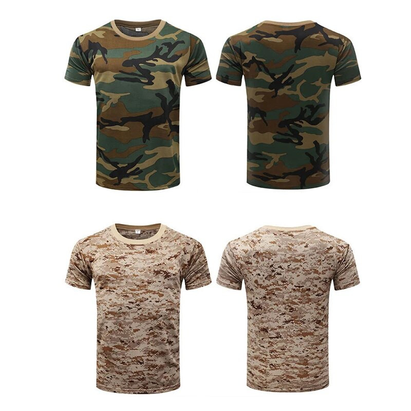 Āra sporta vīriešu T-krekli Kamuflāžas Multicam Quick Dry O Neck O Neck Tops Krekls ar īsām piedurknēm Liela izmēra M-3XL T-kreklu aksesuāri
