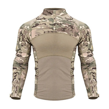 SINAIRSOFT Мъжка военна униформа на американската армия, ловна тактическа тениска с дълъг ръкав, дишаща памучна щурмова камуфляж, спорт на открито