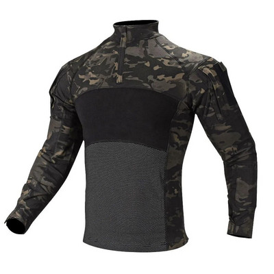 SINAIRSOFT Uniformă militară din armata SUA pentru bărbați, tricou tactic de vânătoare, cu mânecă lungă, din bumbac, respirabil, camuflat de asalt, sport în aer liber
