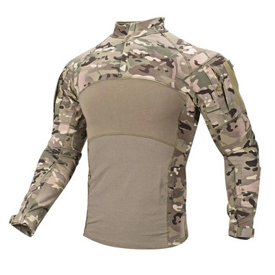 SINAIRSOFT Uniformă militară din armata SUA pentru bărbați, tricou tactic de vânătoare, cu mânecă lungă, din bumbac, respirabil, camuflat de asalt, sport în aer liber