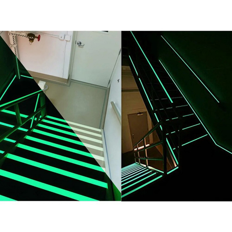 1 tk pimeduses helendav turvateip Isekleepuv riba, fosforestseeruv helendav helkurkleebis 1 cm x 3 m