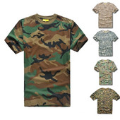 Cămașă de luptă în aer liber Tricou cu mânecă scurtă din bumbac Ținută militară tactică Camuflaj Gât rotund Respirabil Tricou Airsoft Bărbat