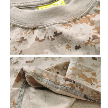 Бойна риза за открито, памучна тениска с къс ръкав, тактическа военна екипировка, камуфлаж, дишаща еърсофт тениска с кръгло деколте, мъжка