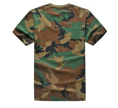 Cămașă de luptă în aer liber Tricou cu mânecă scurtă din bumbac Ținută militară tactică Camuflaj Gât rotund Respirabil Tricou Airsoft Bărbat