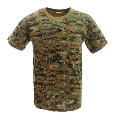 Cămașă de luptă în aer liber Tricou cu mânecă scurtă din bumbac Ținută militară tactică Camuflaj Gât rotund Respirabil Tricou Airsoft Bărbat