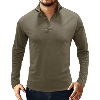 Мъжка тениска Европейска американска пуловер с яка и цип Поло с дълъг ръкав Тренировъчна бойна риза Риболовно облекло