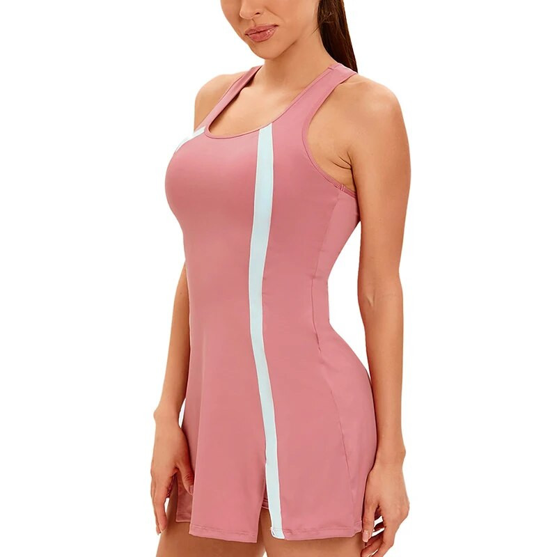 Sean Tsing® Active Φορέματα με σουτιέν και σορτς Γυναικεία Αμάνικα Απαλά Stretch All in One Φούστες Tennis Golf Beach Skort