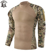 Uniforma militară a Armatei SUA Tricou tactic de vânătoare cu mânecă lungă din bumbac, generația a III-a, cămașă cu broască de luptă pentru bărbați, cămăși Camo de antrenament