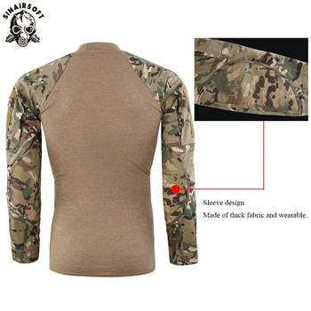 Военна униформа на армията на САЩ Ловна тактическа тениска с дълъг ръкав Памук Generation III Combat Frog Shirt Men Training Camo Shirts