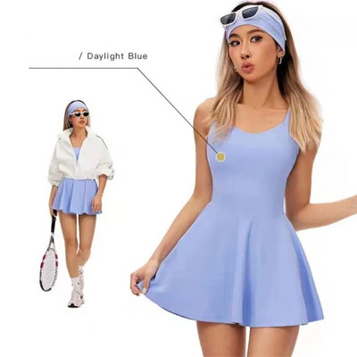 Set de fuste sport tenis pentru femei de culoare solidă, costum sport pentru femei, cu uscare rapidă, set de fitness pentru antrenament respirabil