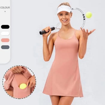 Γυναικεία φούστα τένις με τσέπη 2 τεμάχια γυμνή φούστα γκολφ που αναπνέει + γυμναστική αθλητικά Yoga Κοντά γυναικεία ρούχα αθλητικά