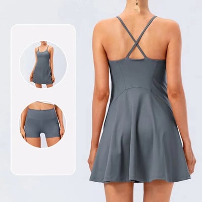 Fusta de tenis pentru femei cu buzunar 2 piese Fusta de golf respirabilă Naked Feel+Fitness Sport Yoga Imbracaminte scurta pentru femei Imbracaminte sportiva