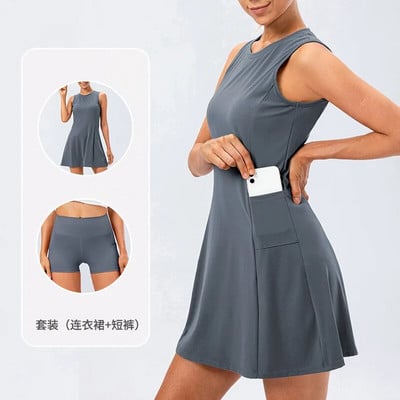 Fusta de tenis pentru femei cu buzunar 2 piese Fusta de golf respirabilă Naked Feel+Fitness Sport Yoga Imbracaminte scurta pentru femei Imbracaminte sportiva