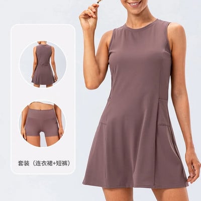 Fusta de tenis pentru femei cu buzunar 2 piese Fusta de golf respirabilă Naked Feel+Fitness Sport Yoga Imbracaminte scurta pentru femei Imbracaminte sportiva