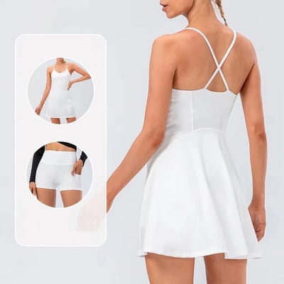Fusta de tenis pentru femei cu buzunar 2 piese Fusta de golf respirabilă Naked Feel+Fitness Sport Yoga Imbracaminte scurta pentru femei Imbracaminte sportiva