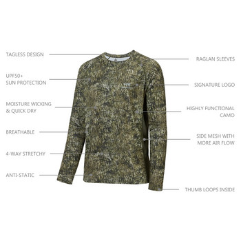 Bassdash Fishing Shirt Ανδρικό Camo Performance Long Sleeve UPF50+ For Hunting Quick Dry Tactics Outdoor Clothing FS13M