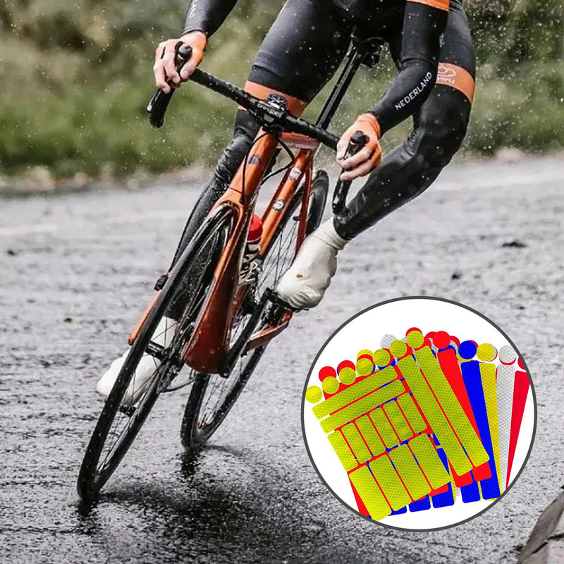Peegeldav lint jalgratta kleepkleebised ohutuskleebised fluorestseeruvad öörattaratta ratta raami hoiatusriba turvalisus
