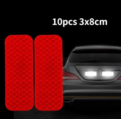 10 tk 3x8cm auto veoauto ohutus helkur hoiatusriba öine sõitmine turvaline helkuri kleebis Automaatne väliskleebised auto stiil
