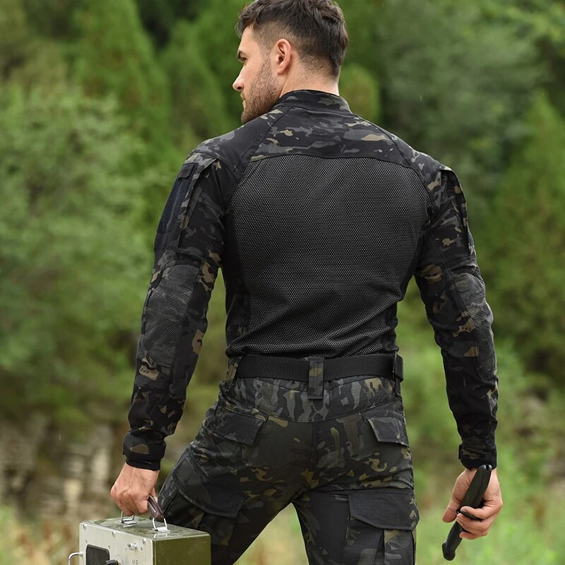 HAN WILD Ανδρικά πουκάμισα τακτικής κυνηγιού για υπαίθριο χώρο Μπλουζάκια μπλουζάκια μάχης αέρα μαλακά μπλουζάκια που αναπνέουν Στρατιωτικά πουκάμισα Γκρι κυνηγετικό μπλουζάκι