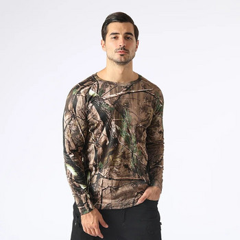 Нова мъжка долна риза с бионичен камуфлажен лов и риболов Дишаща бързосъхнеща риза с дълъг ръкав Тактическа тънка риза