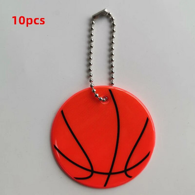 10Pcs 6CM Košarkaška lopta Sigurnosni reflektor Reflektirajući privjesak Torba Nakit Privjesak Dodaci Visoka vidljivost Djeca Žene Muški Darovi