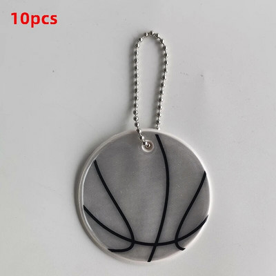 10Pcs 6CM Košarkaška lopta Sigurnosni reflektor Reflektirajući privjesak Torba Nakit Privjesak Dodaci Visoka vidljivost Djeca Žene Muški Darovi