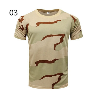 Cămașă Camo tactică cu mânecă scurtă Tricou de luptă pentru bărbați cu uscare rapidă Tricou militar Camoș pentru drumeții în aer liber, vânătoare