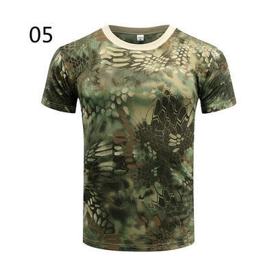 Cămașă Camo tactică cu mânecă scurtă Tricou de luptă pentru bărbați cu uscare rapidă Tricou militar Camoș pentru drumeții în aer liber, vânătoare