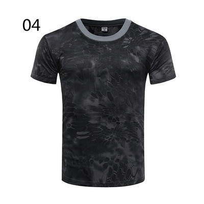 Cămașă Camo tactică cu mânecă scurtă Tricou de luptă pentru bărbați cu uscare rapidă Tricou militar Camoș pentru drumeții în aer liber, vânătoare