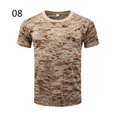 Cămașă Camo tactică cu mânecă scurtă Tricou de luptă pentru bărbați cu uscare rapidă Tricou militar Camoș pentru drumeții în aer liber, vânătoare