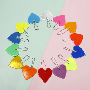 Ανακλαστικό μενταγιόν Τσάντες μπρελόκ σχήμα καρδιάς Αξεσουάρ Ψηλά ορατοί ανακλαστήρες PVC Μπρελόκ Σακίδια πλάτης για γυναικεία Παιδιά Χρηματοκιβώτιο