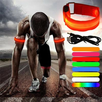 USB LED világító éjszakai futás karkötő karkötő kültéri sportokhoz fényvisszaverő biztonsági öv karszalag karszalag kerékpározásra figyelmeztető lámpa