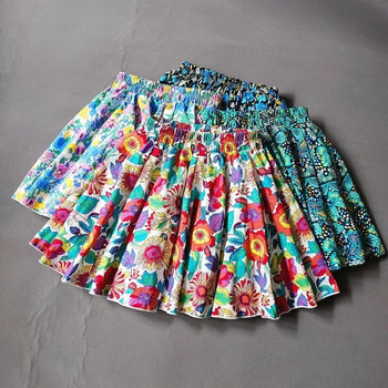 3-16Y Kids Flower Print Φούστες Άνοιξη Καλοκαίρι Κορίτσια Βαμβακερές φλοράλ πλισέ φούστες Βρεφικά κορίτσια Ελαστική ψηλόμεση μίνι φούστα Ρούχα