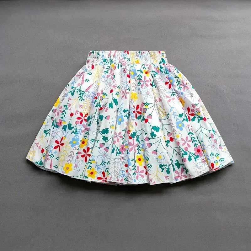 3–16 G. Bērnu svārki ar ziedu apdruku pavasara vasaras meitenēm kokvilnas ziedu kroku svārki zīdaiņiem, elastīgi, ar augstu jostasvietu, mini svārki