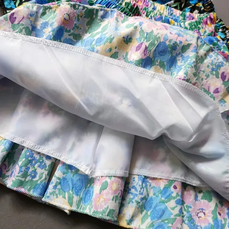 3–16 G. Bērnu svārki ar ziedu apdruku pavasara vasaras meitenēm kokvilnas ziedu kroku svārki zīdaiņiem, elastīgi, ar augstu jostasvietu, mini svārki