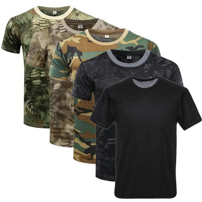 Tactical Shirt Short Sleeve Quick Dry Men Combat T-Shirt Military Army T Shirt Hunting Clothing Outdoor Hiking Shirt Camouflage