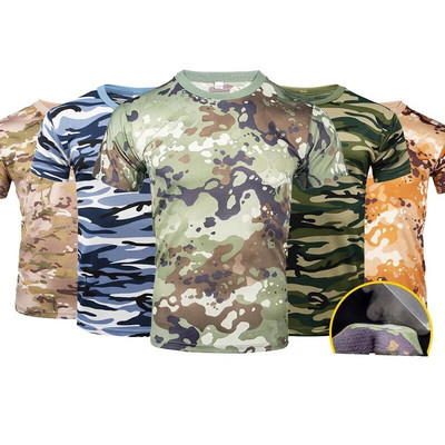 Gyorsan száradó taktikai ing rövid ujjú Camo katonai hadsereg póló Multicam terepszínű férfi szabadtéri túrázás vadász harci ingek
