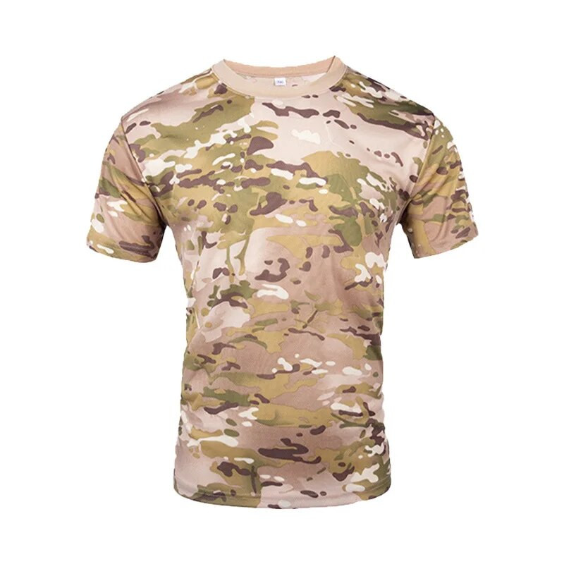 Πουκάμισο Quick Dry Tactical με κοντό μανίκι Camo Military Army T-shirt Multicam Camouflage Ανδρικά μπλουζάκια για κυνήγι για υπαίθρια πεζοπορία