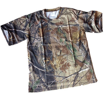 Външна памучна удобна бионична камуфлажна ловна и риболовна лятна тениска с къс ръкав Ежедневна свободна къмпинг риза за катерене