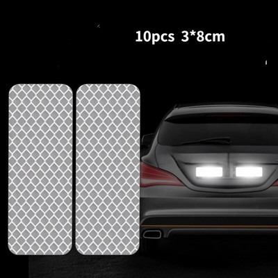 10 τμχ αντανακλαστικό αυτοκόλλητο αυτοκινήτου για τη νύχτα Προειδοποιητικό σήμα κυκλοφορίας Ανακλαστική ταινία Φωτεινής αντανακλαστικής ταινίας προφυλακτήρα αυτοκινήτου