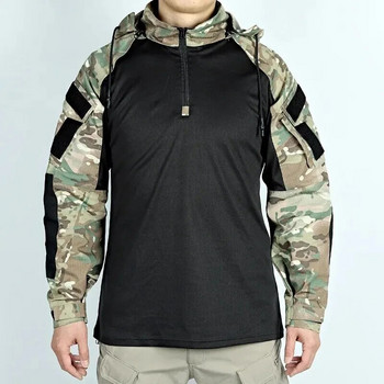 Многоцветна военна бойна тениска US Army CP Камуфлаж Мъжка тактическа риза Страйкбол Пейнтбол Къмпинг Ловно облекло